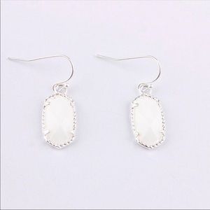 Silver & White Lee Style Drop Earrings